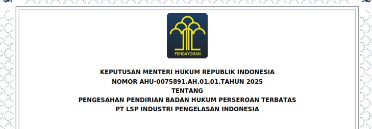 Legalitas Lembaga LSP INLASINDO
